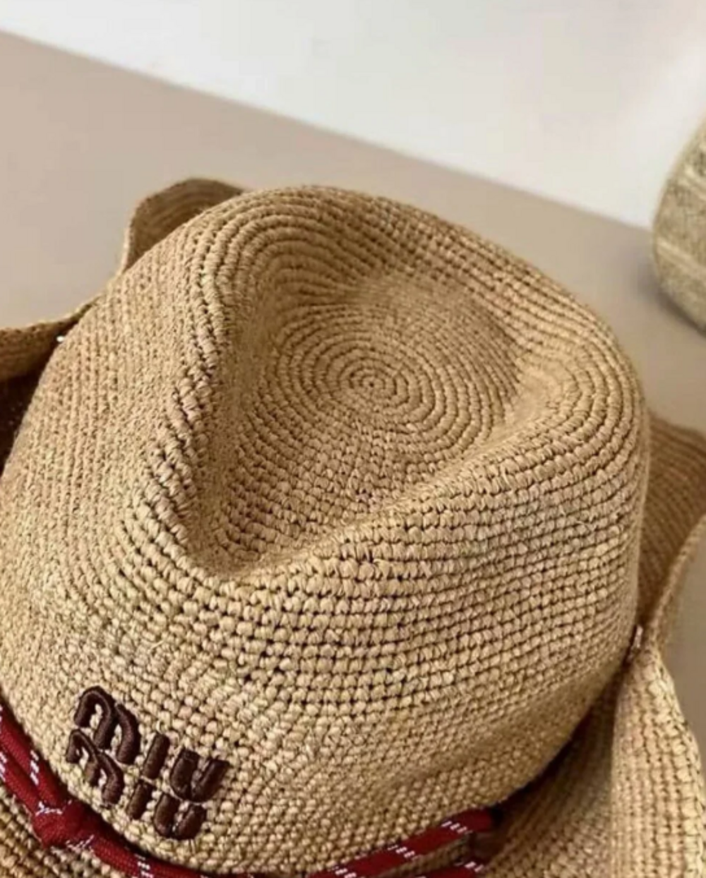 Miu Miu Summer Straw Hat Embroidered Logo - Picture 2 of 5